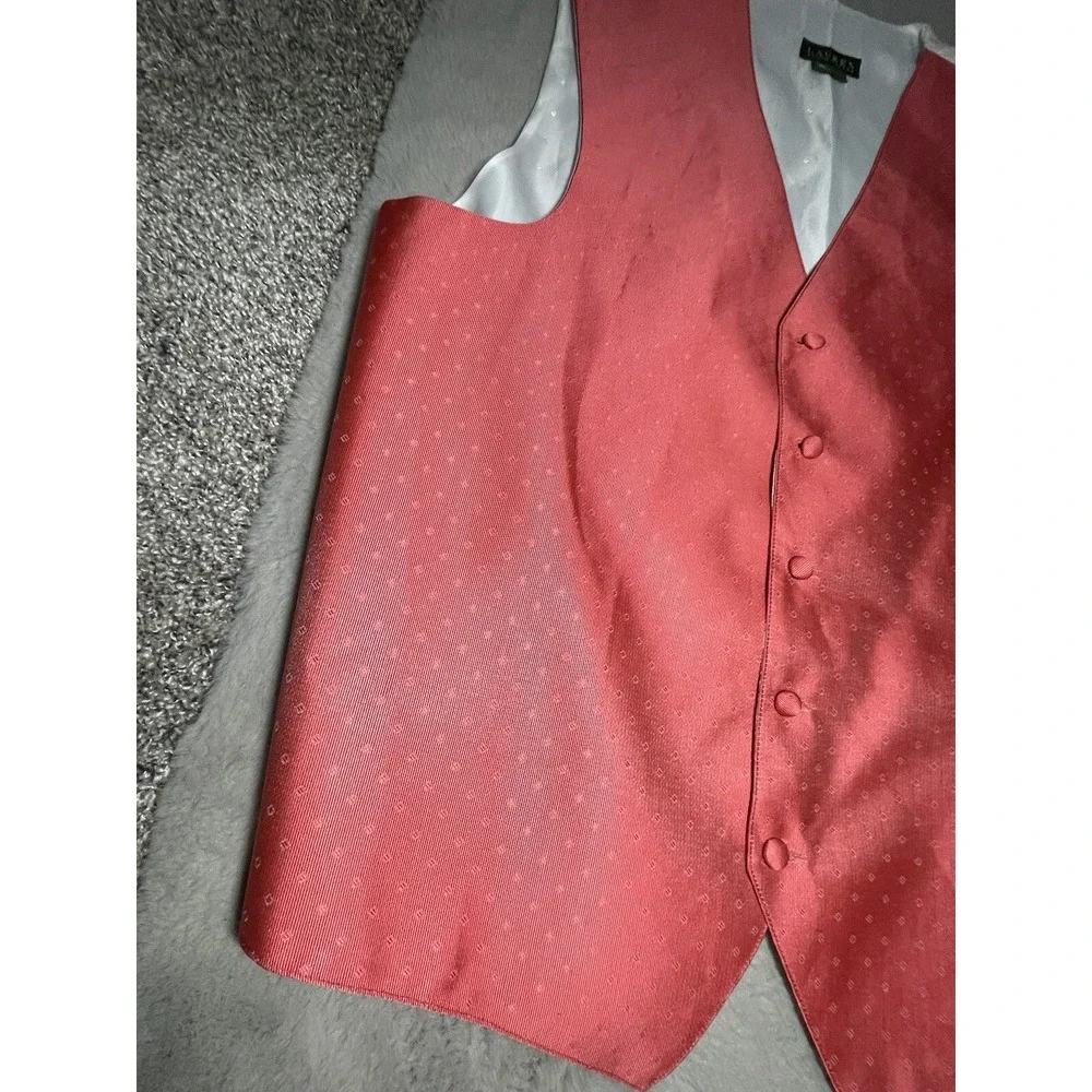 Vintage Polo Ralph Lauren‎ Lapel Vest Mens XL Coral White Button